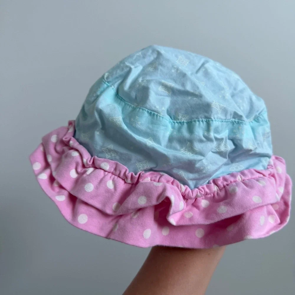 Matilda Jane Reversible Pink and Blue Print Ruffled Hat